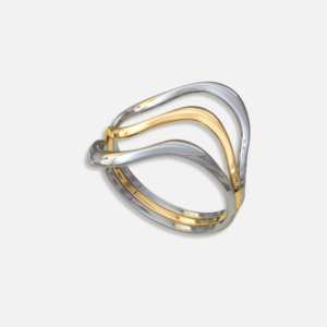 Anel Ondas Bicolor Ouro 18k