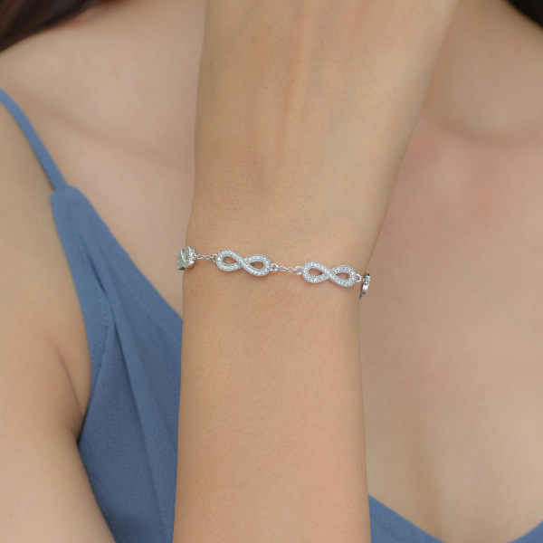 Pulseira Infinito Prata 925 ed Zircônias